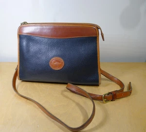 Bolso De Colección DOONEY & BOURKE Clásico con Cremallera Superior Todo Clima Cuero Azul Marino Dos Tonos - Imagen 1 de 12