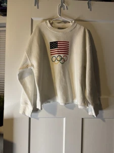 Unisex Youth Team USA Sweater Size M White Red White & Blue Flag America - Picture 1 of 2