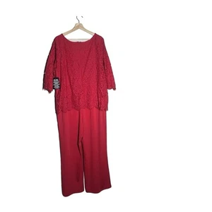 Jessica London Plus 22W Rojo Encaje Superpuesto Elegante Mono Boda Madre Novia - Imagen 1 de 8