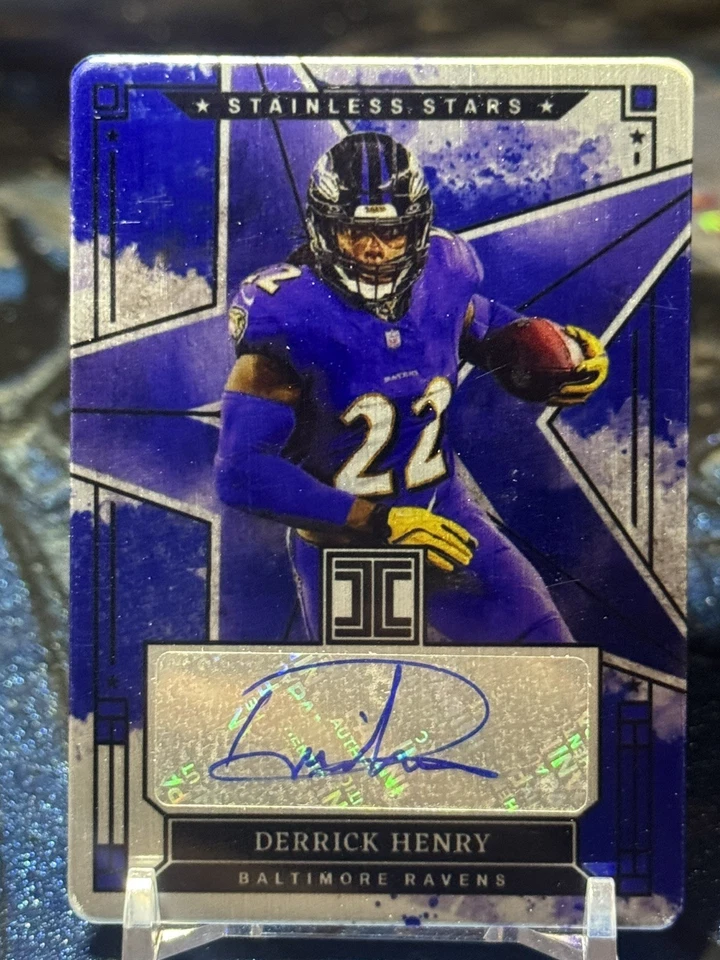 Tarjeta metálica autografiada Derrick Henry 2025 Panini impecable/15 primera en impresión Foto 1 de 2