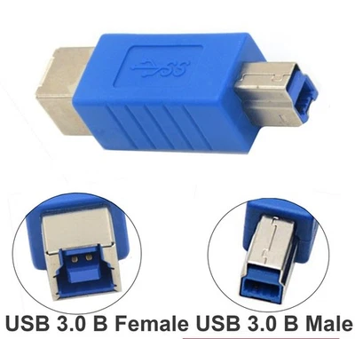 USB 3.0 Type B Male to USB B Female Data Converter Adapter Printer Scanner Cable - Image 1 of 4