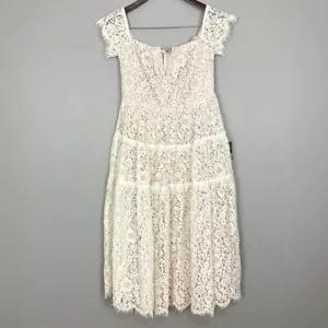 Lulu’s Absolutely Stunning Midi Dress Women’s Size M White Lace Off-the-Shoulder - Picture 1 of 13