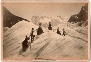 Traversée Mer de Glace.Carte Cabinet.Photo Albuminée.Grosset & Trembley éditeurs - Picture 1 of 1