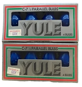 Lot 2: VTG 1978 YULE C-7 1/2 Parallel Bulbs 4-Pk Christmas Replacement Blue NOS - Picture 1 of 9
