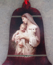 New Bouguereau L'Innocence Madonna Child Lamb Wood Christmas Religious Ornament