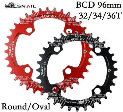 Single Narrow Wide Round Oval Chainring Chain Ring BCD 96mm 32 34 36T MTB bike - Image 1 of 4