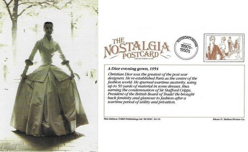 Postcard Christian Dior Evening Gown 1954 Model Dress Designer Nostalgia