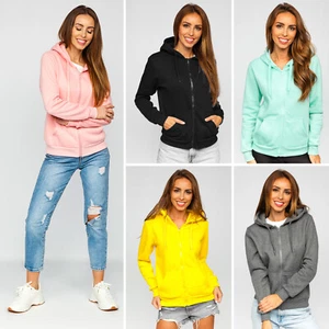 Kapuzenpullover Sweatshirt Sweatjacke Sport Kapuze Unifarben Damen BOLF Basic - Bild 1 von 12