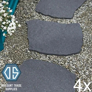 4x Primeur Grey Natural B Stepping Stone Recycled Rubber Decorative Garden - Picture 1 of 1