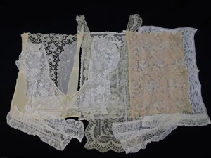Antique 8 Pc Mixed Lot Of Victorian Lace Collars Dickie Cuffs Trim Pieces - Picture 1 of 11