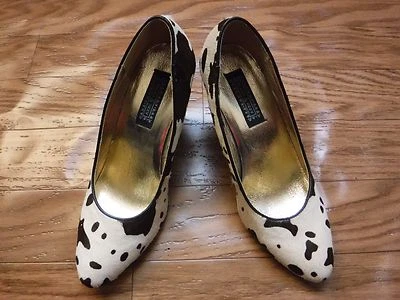 Deena&Ozzy Genuine Fur Animal Print Heel Shoes Women 7 - Image 1 of 4