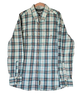 Wrangler Retro Premium Size L Button Up Mens Shirt GREEN CHECKED LongSleeve NWOT - Picture 1 of 9