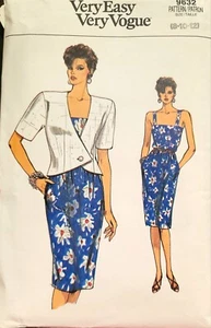 Vintage 9632 Vogue Schnittmuster SCHNITT Misses 12 über Hüfte Jacke Slim Sommerkleid - Bild 1 von 2