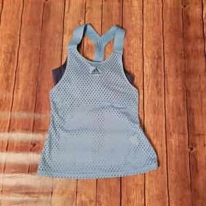 Adidas Tank Womens S Blue Primeblue Y-Tank Mesh Overlay Built in Bra - Picture 1 of 12