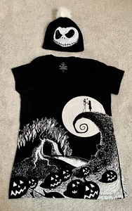 T-shirt e berretto Nightmare Before Christmas Jack Skellington Disney donna taglia M - Foto 1 di 12