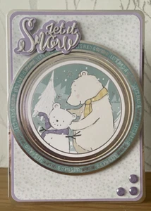 Biglietto di Natale fatto a mano 7"x5" a tema orsi polari - Foto 1 di 4
