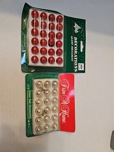 2 Pk Vintage Mini Glass Ornaments 1/2” Mini Red, & Silver - Picture 1 of 1