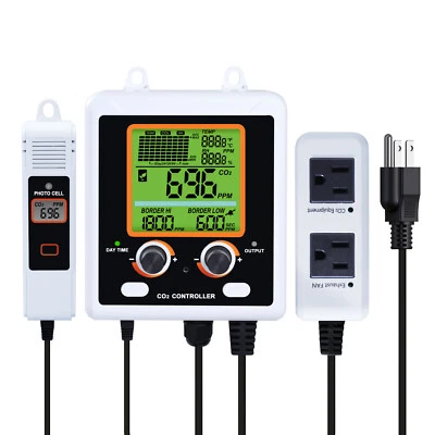 Dual-Output CO2 Controller Carbon Dioxide Monitor w/ Day & Night Auto Detection - Image 1 of 4