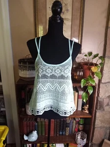 Hollister Women's Xs Razorback Tank Lace Front Turquoise - Picture 1 of 8