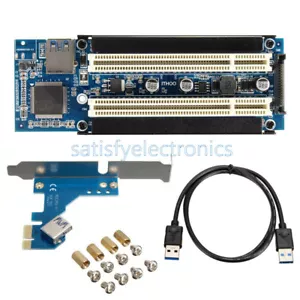 1 STCK. PCI-E Express X1 auf Dual PCI Riser Verlängerungsadapterkarte mit USB 3.0 Kabel - Bild 1 von 4