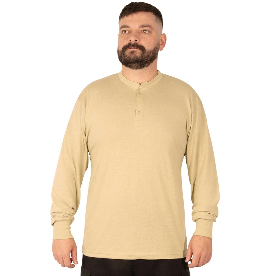 Rothco Long Sleeve Henley T-Shirt – Military Rugged Long Sleeve 3 Button Shirt - Image 1 of 1