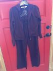 Women’s One Step Up Velour Tracksuit Burgundy Top Lg Pants Med