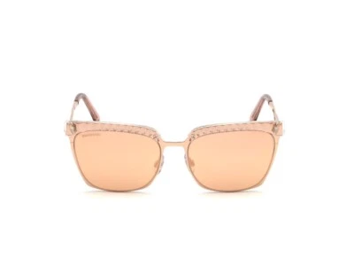 Óculos de sol SWAROVSKI SK196 33G ouro rosa olho de gato com pedras armação de metal 55-17-140 - Imagem 1 de 3