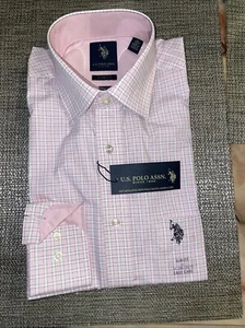 U.S. Polo Assn. Button Up Shirt Mens Slim Fit 14-14.5 Pink Long Sleeve - Bild 1 von 14