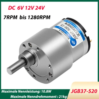 Getriebemotor DC 6/12/24V Hohe Drehmomente Umkehrbar Metallgetriebe JGB37-520 - Bild 1 von 4