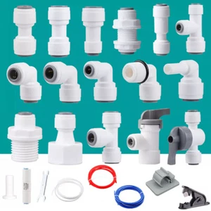 1/4" -1/2" Push Fit Connector Adapter Valve RO Fridge Unit Water Filter Fittings - Picture 1 of 92