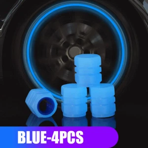 4Pcs Glow In The Dark Car Tire Valve Cover Wheel Tyre Rim Stem Cap Accessories - Picture 1 of 18