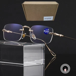 Herren Damen Metall Rahmenlos Lesebrille TAC Anti-Blaulicht 1 1,5 2 2,5 3 3,5 4 - Bild 1 von 15