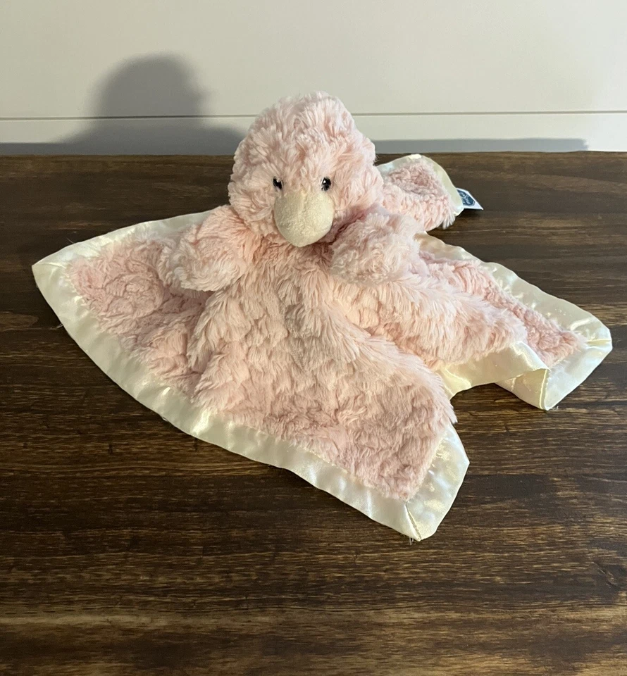 MARY MEYER Baby HTF Putty Duck Pink DUCK Security Lovey Blanket Satin Trim 12” - Image 1 of 4