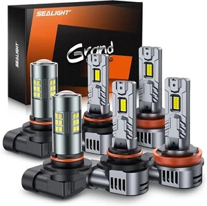  9005 H11 LED Bulb Combo 9005+H11 High/Low Beam Halogen Replacement 6pcs - Picture 1 of 7