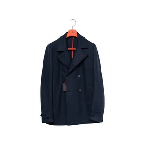4600$ ISAIA "Made to Measure" Blue Navy Coat Peacoat Wool 50 US / 60 EU - Picture 1 of 7