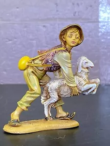 Fontanini boy catching lamb Italy Nativity 5" #129 Signed Vintage 1983 - Picture 1 of 10