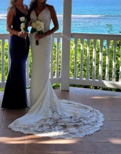 Morilee Madeline Gardner Beaded Eggshell White Wedding Dress SZ 2P/0P Worn Once - Picture 1 of 9