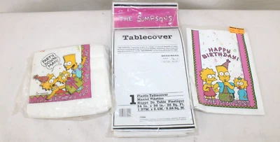 De colección 1990 Los Simpson Cumpleaños 54 X 96 Mantel Plástico Mantel con Servilletas Foto 1 de 4