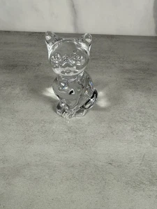 Signed DAUM Crystal Art Glass Sitting Cat Figurine 3.5" - Picture 1 of 9