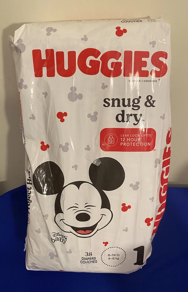 Pañales Huggies ajustados y secos 38 unidades talla 1 Disney Baby Mickey 8-14 libras Foto 1 de 4