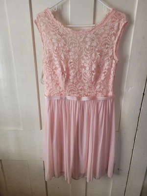 Vestido de Dama de Honor David's Rosa Encaje Floral Mujer Talla 10 Foto 1 de 3