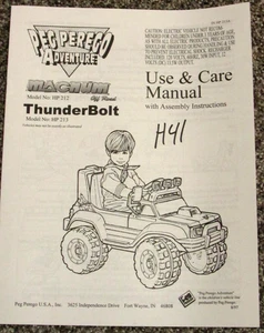 Peg Perego Adventure Magnum Thunderbolt HP212 213 Use & Care Owners Manual 8/97 - Picture 1 of 1