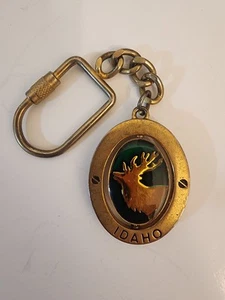 Vintage Idaho Keychain Key Ring Gold Spin State Deer - Picture 1 of 4