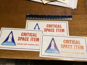 3 NASA SPACE SHUTTLE CRITICAL SPACE ITEM HANDLE WITH EXTREME CARE  STICKERS 6X3" - Picture 1 of 2