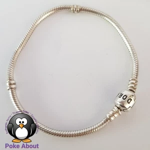 Genuine PANDORA Silver Bracelet Barrel Clasp 19.5cm 590702 Moments - Picture 1 of 5