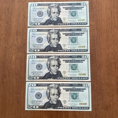 UNCIRCULATED TWENTY DOLLAR BILLS SERIES 2017A $20 SEQUENTIAL NOTES LOT of 4 - Image 1 of 4