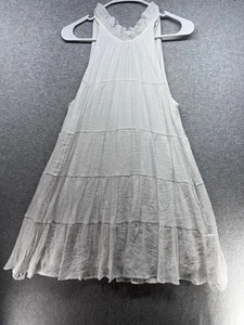 Entro Women Dress Size S White Sleeveless Halter Neck Tie Polyester Rayon Ruffle - Picture 1 of 9