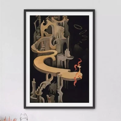 Pink Tufted Beast by Dr. Suess Midnight Paintings Framed Fine Art Print -Geisel