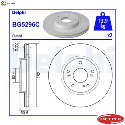 2x BRAKE DISC BG5296C FOR FORD FOCUS/IV/Turnier B7DA/B3DA/SFDC 1.0L Y2DA 1.5L - Image 1 of 4