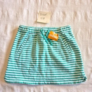 Gymboree girls size 7/8 or Medium green & white striped skirt, 2 front pockets - Picture 1 of 5